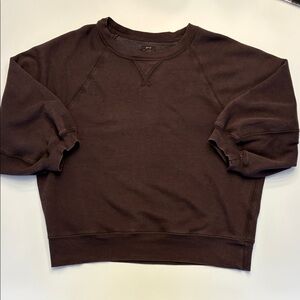 AERIE Woman’s Large Brown Jersey Style Sweat Shirt 3/4 Sleeves